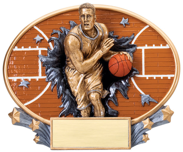 Basketball Male 3D Trophy Plate