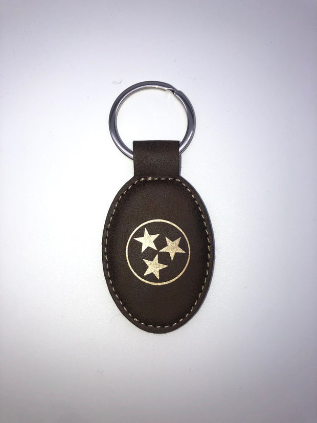 Oval Leatherette Keychain