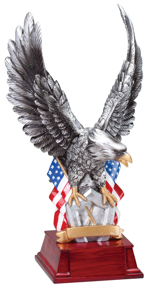 Hand Painted American Eagle With Flag