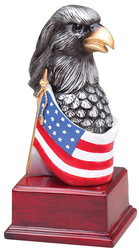 Hand Painted American Eagle Head With Flag