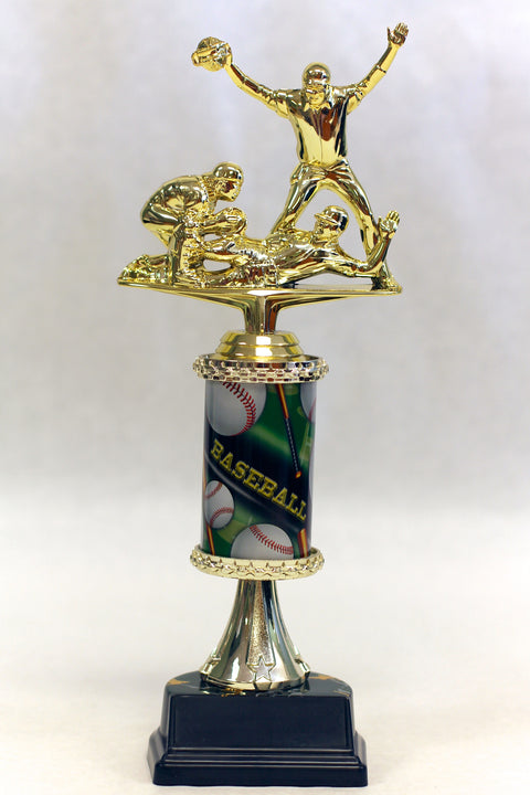 Triple Action Baseball Column Trophy