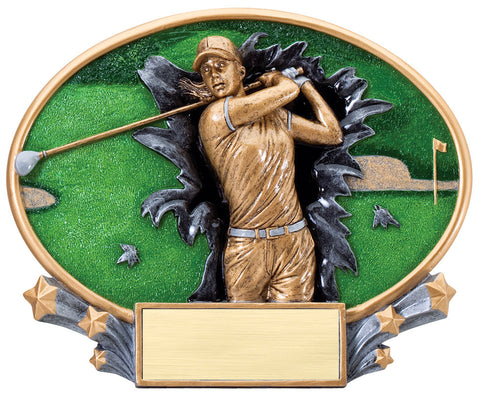 Female Golf Large Resin Plate Trophy