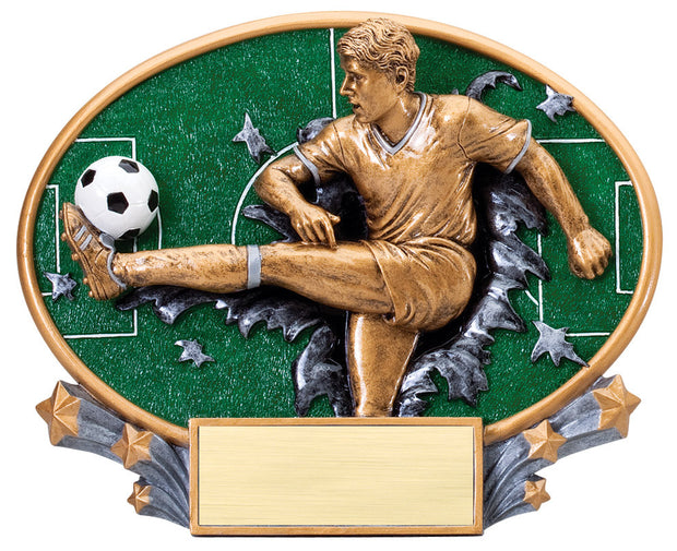 Male Soccer Large Resin Plate Trophy