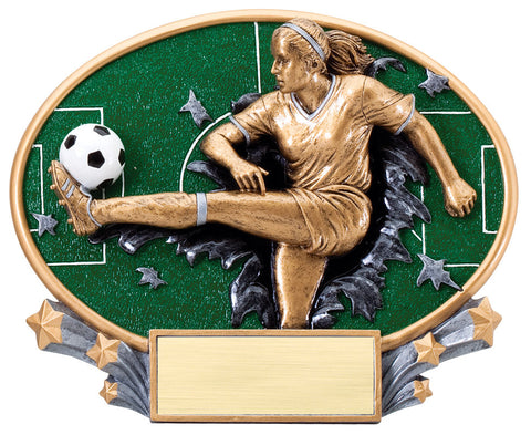Female Soccer Large Resin Plate Trophy