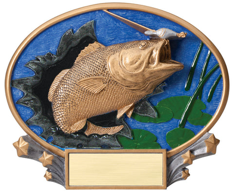 Fishing 3D Resin Oval Trophy