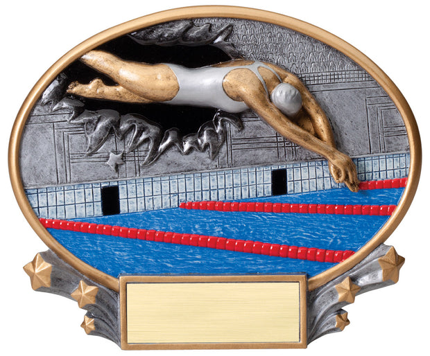 Female Swimming 3D Resin Trophy Plate