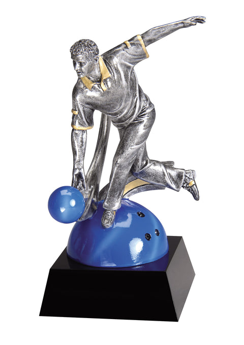 Bowling Trophy 7.5 inches tall with strike action-Male