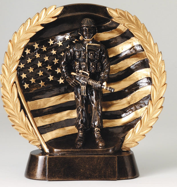 Military High Relief Award with American Flag