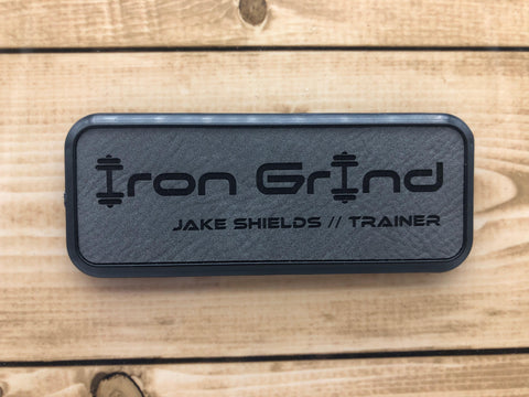 Rectangle Leatherette Name Badge with Plastic Frame
