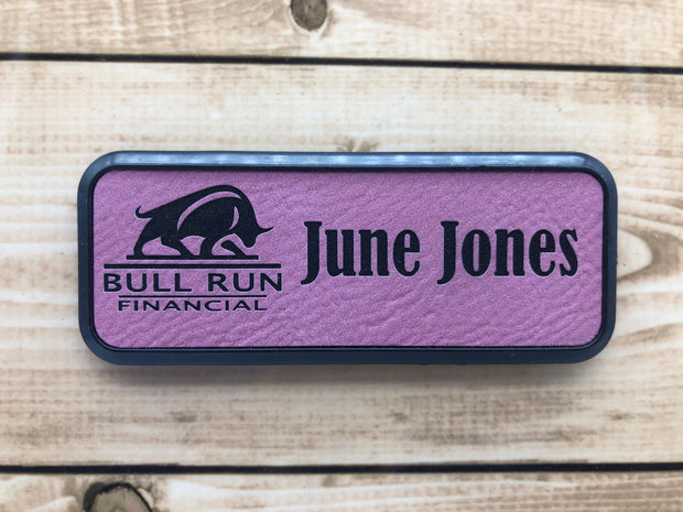 Rectangle Leatherette Name Badge with Plastic Frame
