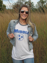 Middle Tri Star Baseball Tee, Unisex - Women & Men's Wear